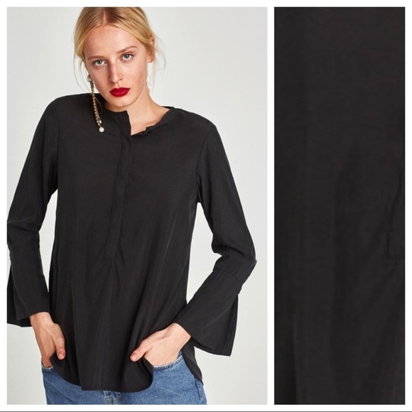 NWT. Zara Black Loose Fit Blouse. Size S. - Picture 1 of 6